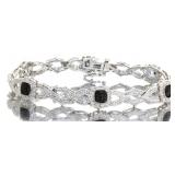 Genuine Elegant Black & White Diamond Bracelet