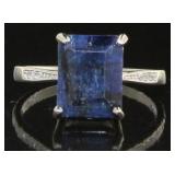 Genuine 4.13 ct Emerald Cut Sapphire Ring