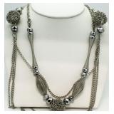 Aluz - Silver Toned Large Fashion Strand Necklace