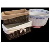 (3) Preowned Baskets & Porcelain Basket