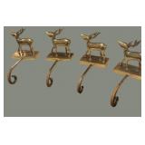 (4) Heavy Brass Deer Stocking Holders