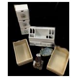 White Estate Desk Set with Storage Boxes & Light