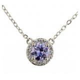 Halo Amethyst & White Topaz Designer Necklace