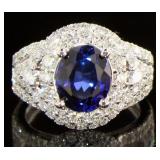 14kt Gold Oval 5.65 ct Sapphire & Diamond Ring