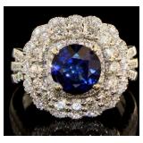 14kt White Gold 4.40 ct Sapphire & Diamond Ring
