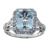 14kt Gold 3.75 ct  Aquamarine & Diamond Ring