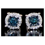 Brilliant 1.00 ct Blue-White Diamond Stud Earrings
