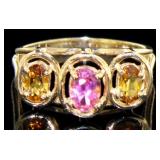10kt Gold Pink Sapphire & Citrine Dinner Ring