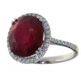 14kt Gold 8.62 ct Oval Ruby & Diamond Ring