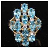 14kt Gold Natural 5.20 ct Topaz & Diamond Ring