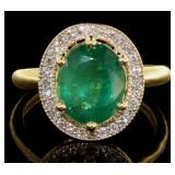 10kt Gold 3.39 ct Oval Emerald & Diamond Ring