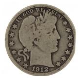 1912-D Barber Silver Half Dollar *Key Date