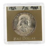 1955 BU FBL Franlkin Silver Half Dollar