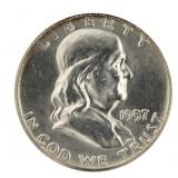 1957 BU Franklin Silver Half Dollar