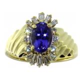 18kt Gold Natural Tanzanite & Diamond Ring