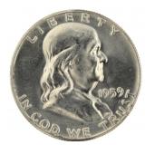 1959 BU Franklin Silver Half Dollar