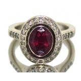 14kt Gold Natural Tourmaline & Diamond Ring