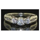 14kt Gold Brilliant 3/4 ct Diamond 3 Stone Ring