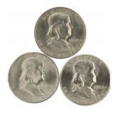 1963 & 63-D BU Franklin SIlver Half Dollar
