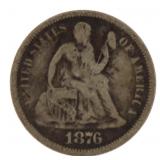1876 Seated Liberty Silver Dime