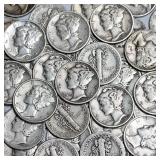 Collection (50) Mercury Silver Dimes