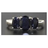 Genuine Sapphire Past-Present -Future Ring