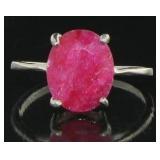 Natural Oval 4.07 ct Ruby Solitaire Ring