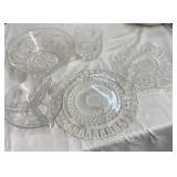 Crystal Cake Plate, Vase & 3 Serving Dishes