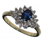 10kt Gold Natural Sapphire & Diamond Ring