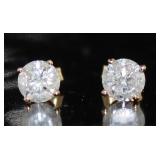 14kt Gold Brilliant 1.00 ct Diamond Stud Earrings