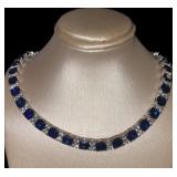 Elegant Cushion Cut 34.85 ct Sapphire Necklace