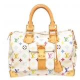 Louis Vuitton White Multi-Color Monogram Handbag