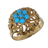 14kt Gold Antique Natural Turquoise Estate Ring