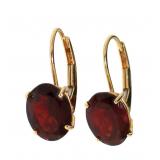 14kt Gold Oval 4.00 ct Garnet Dangle Earrings