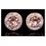 Round 2.50 ct Morganite Stud Earrings