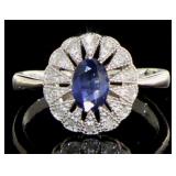 Antique Style Natural Sapphire & Diamond Ring