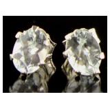 Natural Oval Brilliant Aquamarine Stud Earrings