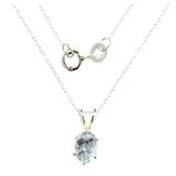 Natural Oval Brilliant Aquamarine Stud Necklace