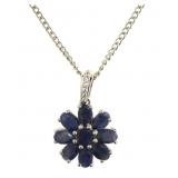 Genuine 5.58 ct Sapphire & Diamond Pendant