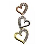 Yellow-Rose-White Diamond Heart Pendant