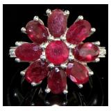 Genuine 5.84 ct Ruby & Zircon Cocktail Ring