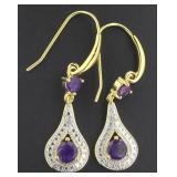 Genuine Amethyst & Diamond Accent Earrings