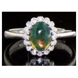 Natural Cabochon Black Opal Dinner Ring