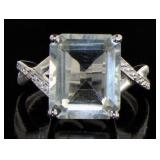 Natural 4.11 ct Green Amethyst & Diamond Ring