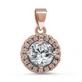 Rose Toned 2.00 ct White Topaz Halo Pendant