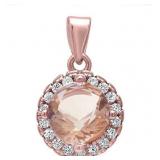 Round 2.45 ct Morganite & White Topaz Halo Pendant