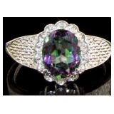 Beautiful 3.61 ct Oval Mystic Topaz & Diamond Ring