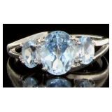 Oval 3.62 ct Natural Sky Blue Topaz Ring