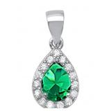 Pear Cut 2.05 ct Emerald & White Topaz Pendant