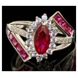 Marquise Cut 3.10 ct Ruby & White Topaz Ring